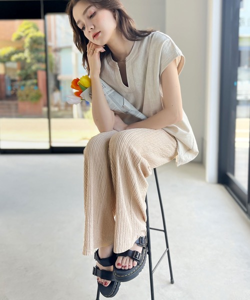 classicalelf(クラシカルエルフ)の「大人のラフボトムス。楊柳風ランダムプリーツストレートパンツ(その他パンツ・レディース・ブラック/カーキ/ベージュ・LARGE/MEDIUM/SMALL/X-LARGE)」の20枚目の写真