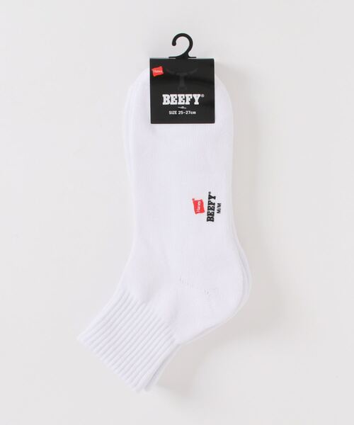 HANES(ヘインズ)の「【HANES/ヘインズ】【タフで破れにくい】2足組 クオーターソックス つま先・かかと補強 高密度編み 2P靴下(ソックス/靴下・メンズ・ホワイト/ブラック・MEDIUM)」の1枚目の写真