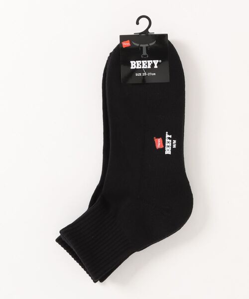 HANES(ヘインズ)の「【HANES/ヘインズ】【タフで破れにくい】2足組 クオーターソックス つま先・かかと補強 高密度編み 2P靴下(ソックス/靴下・メンズ・ホワイト/ブラック・MEDIUM)」の2枚目の写真