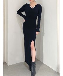 RESEXXY | ダブルクロスニットワンピース(ワンピース)