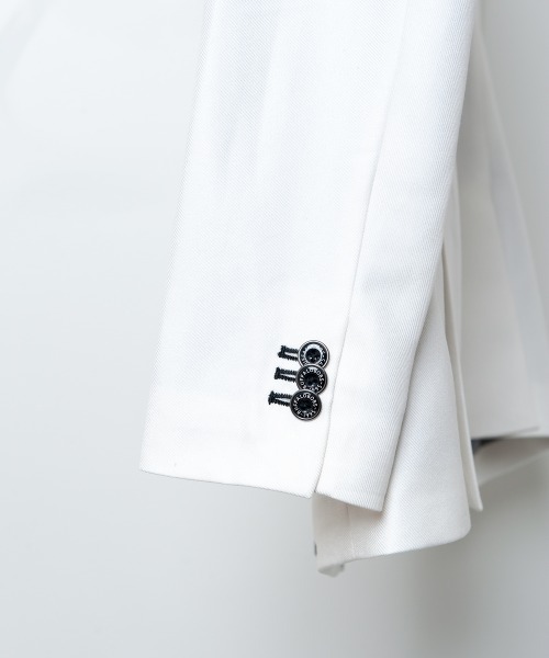 Buffalo Bobs（バッファローボブズ）の「CEREMONIA-LAYERD(セレモニア-レイヤード)1ボタン レイヤード ピークドラペルジャケット（テーラードジャケット・メンズ・ホワイト/ブラック・2-3/3-4/1-2）」の5枚目の写真