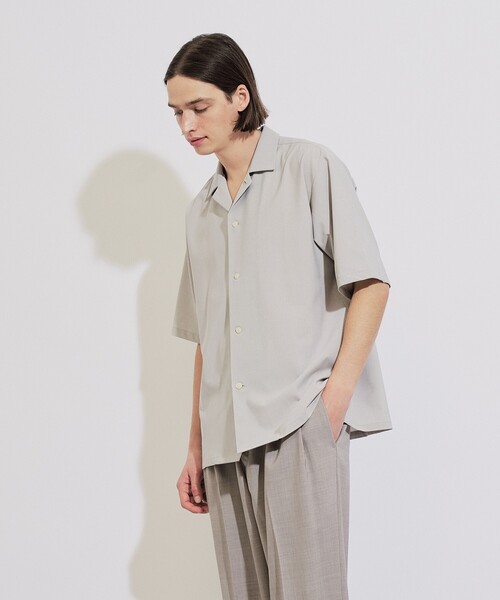 tk.TAKEO KIKUCHI（ティーケータケオキクチ）の「◆ポリトロオープンカラーシャツ（シャツ/ブラウス・メンズ・ブルー/ブラック/グレー系4/ライトベージュ・01/03/02/04）」の3枚目の写真