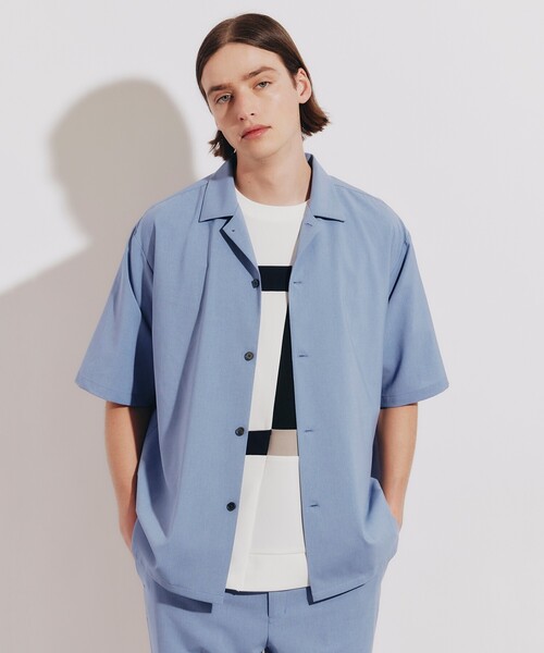 tk.TAKEO KIKUCHI（ティーケータケオキクチ）の「◆ポリトロオープンカラーシャツ（シャツ/ブラウス・メンズ・ブルー/ブラック/グレー系4/ライトベージュ・01/03/02/04）」の4枚目の写真