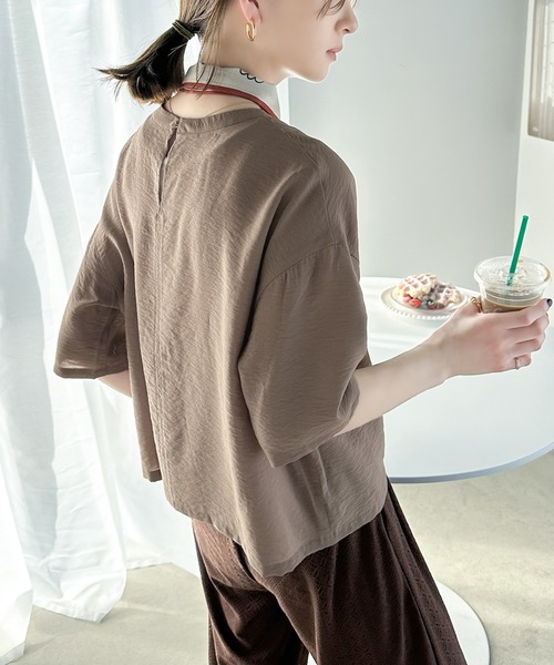 Java(ジャバ)の「《JaVa ジャバコラボ》ワンランクアップ。シアータンブラー5分袖プルオーバー(Tシャツ/カットソー・レディース・モカ/イエロー/オフホワイト/ブラック・X-LARGE/SMALL/MEDIUM/LARGE)」の7枚目の写真