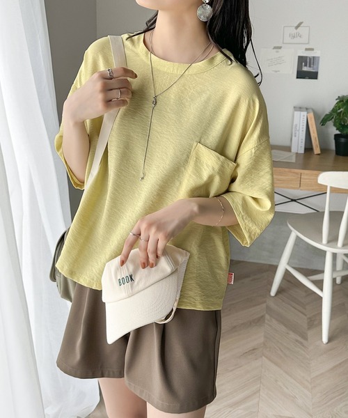 Java(ジャバ)の「《JaVa ジャバコラボ》ワンランクアップ。シアータンブラー5分袖プルオーバー(Tシャツ/カットソー・レディース・モカ/イエロー/オフホワイト/ブラック・X-LARGE/SMALL/MEDIUM/LARGE)」の12枚目の写真