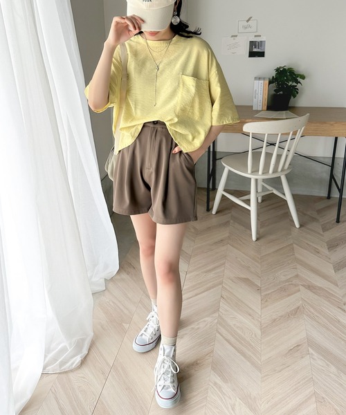 Java(ジャバ)の「《JaVa ジャバコラボ》ワンランクアップ。シアータンブラー5分袖プルオーバー(Tシャツ/カットソー・レディース・モカ/イエロー/オフホワイト/ブラック・X-LARGE/SMALL/MEDIUM/LARGE)」の13枚目の写真