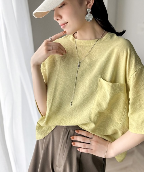 Java(ジャバ)の「《JaVa ジャバコラボ》ワンランクアップ。シアータンブラー5分袖プルオーバー(Tシャツ/カットソー・レディース・モカ/イエロー/オフホワイト/ブラック・X-LARGE/SMALL/MEDIUM/LARGE)」の14枚目の写真