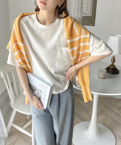 Java(ジャバ)の「《JaVa ジャバコラボ》ワンランクアップ。シアータンブラー5分袖プルオーバー(Tシャツ/カットソー・レディース・モカ/イエロー/オフホワイト/ブラック・X-LARGE/SMALL/MEDIUM/LARGE)」の8枚目の写真