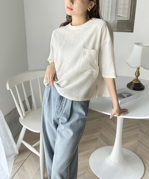 Java(ジャバ)の「《JaVa ジャバコラボ》ワンランクアップ。シアータンブラー5分袖プルオーバー(Tシャツ/カットソー・レディース・モカ/イエロー/オフホワイト/ブラック・X-LARGE/SMALL/MEDIUM/LARGE)」の10枚目の写真