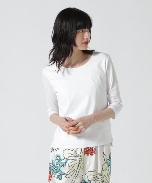 DROIT BELLO(ドロイトベロ)の「DROIT BELLO (ドロイトベロ) 5分丈カットソー(Tシャツ/カットソー・レディース・ブラック/ホワイト/ピンク・F)」の2枚目の写真