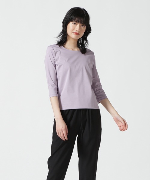 DROIT BELLO(ドロイトベロ)の「DROIT BELLO (ドロイトベロ) 5分丈カットソー(Tシャツ/カットソー・レディース・ブラック/ホワイト/ピンク・F)」の12枚目の写真