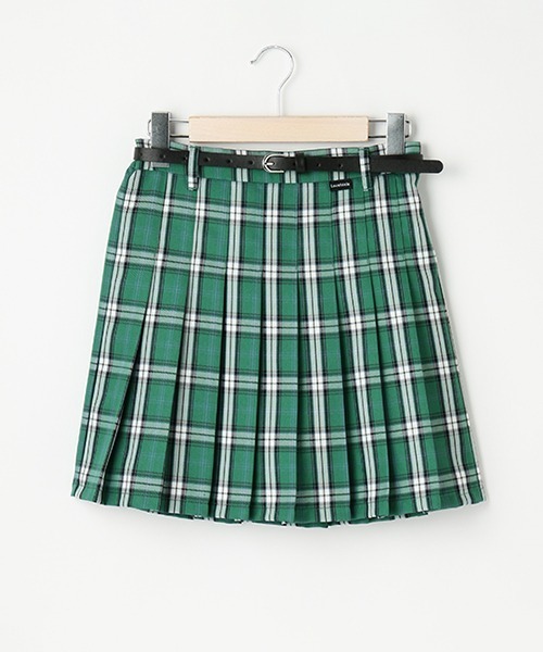 LOVETOXIC(ラブトキシック)の「ベルトつきチェックプリーツスカパン(スカート・キッズ・ブラック/ベージュ/ライトグリーン/アイボリー/サックスブルー/ピンク・SS/S/M/L)」の4枚目の写真