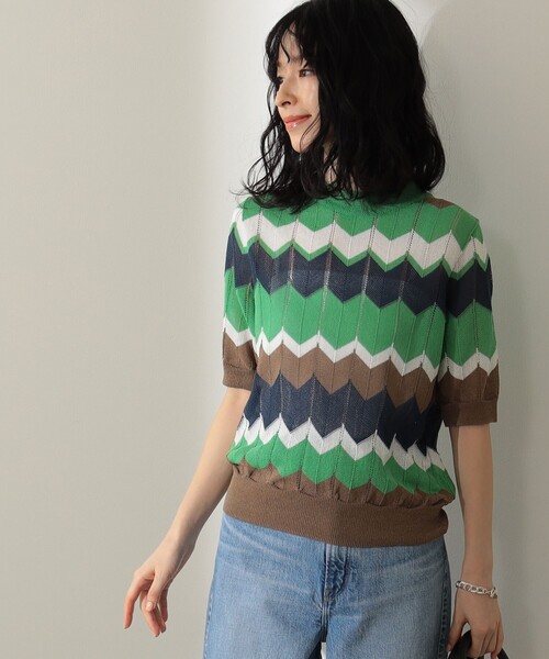 Demi-Luxe BEAMS 畔編み ボーダーニット 定価2.7万円 Demi-Luxe BEAMS（デミルクス ビームス）の「Demi-Luxe BEAMS / 矢振り