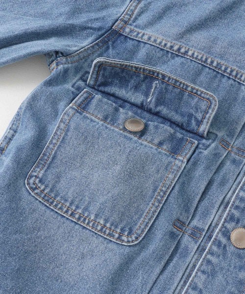 Moname（モナーム）の「MONAME　CREW NECK WORK JACKET（デニムジャケット・レディース・ライトインディゴブルー・FREE）」の22枚目の写真