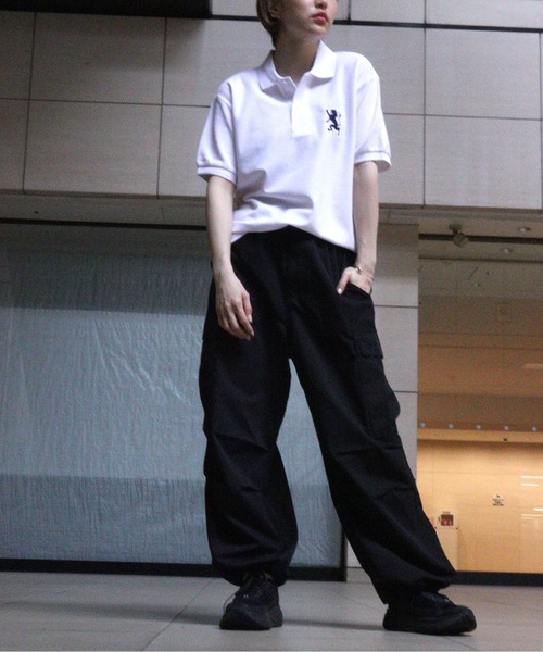 GIORDANO（ジョルダーノ）の「ライオン刺繍 襟デザインUVカットポロシャツ（ポロシャツ・メンズ・グレー/ブラック/ネイビー/ホワイト/ピンク・MEDIUM/LARGE/X-LARGE）」の6枚目の写真