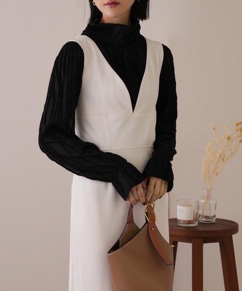 IAMUSE(アイアミューズ)の「ビスチェワンピース S0927【IAMUSE】(ワンピース・レディース・アイボリー/ブラック・FREE)」の2枚目の写真