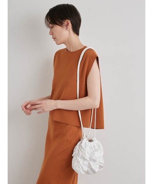 emmi（エミ）の「【emmi atelier】シャーリングギャザーショルダーバッグ（ショルダーバッグ・レディース・ライトブルー/ホワイト/ブラック・FREE）」の15枚目の写真