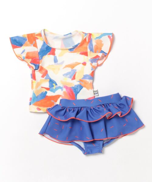 HOGAN RANCH WEAR（ホーガンランチウエア）の「セパレートフレアースリーブ&スカート/UVカット(80～140cm)（水着・キッズ・ミント/マルチ/ピンク・80/90/100/110/120/130/140）」の3枚目の写真