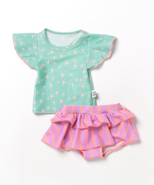 HOGAN RANCH WEAR（ホーガンランチウエア）の「セパレートフレアースリーブ&スカート/UVカット(80～140cm)（水着・キッズ・ミント/マルチ/ピンク・80/90/100/110/120/130/140）」の4枚目の写真