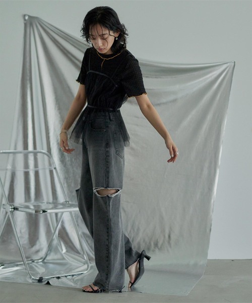 miette（ミエット）の「ﾁｭｰﾙｷﾞｬｻﾞｰﾋﾞｽﾁｪ（キャミソール・レディース・ブラック/アイボリー/ブルー/レッド/パープル・FREE）」の21枚目の写真