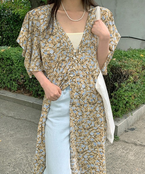Jewelobe(ジュエローブ)の「フラワープリントマキシワンピジレ(ワンピース・レディース・ブルー/ベージュ・FREE)」の18枚目の写真