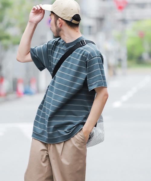 EKAL（エカル）の「ネイチャーボーダーショートスリーブTシャツ（Tシャツ/カットソー・メンズ・アイボリー/グレー/ネイビー・MEDIUM/LARGE）」の3枚目の写真