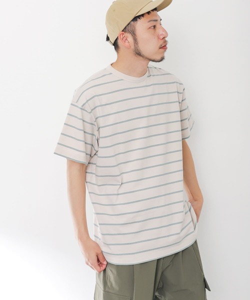 EKAL（エカル）の「ネイチャーボーダーショートスリーブTシャツ（Tシャツ/カットソー・メンズ・アイボリー/グレー/ネイビー・MEDIUM/LARGE）」の10枚目の写真