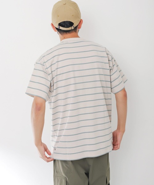 EKAL（エカル）の「ネイチャーボーダーショートスリーブTシャツ（Tシャツ/カットソー・メンズ・アイボリー/グレー/ネイビー・MEDIUM/LARGE）」の20枚目の写真