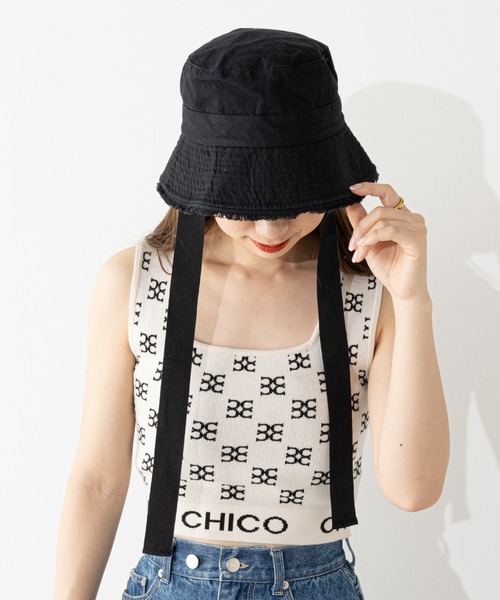 Chico(チコ)の「ヒモ付きバケットハット(ハット・レディース・ブラック/ライトベージュ・FREE)」の2枚目の写真