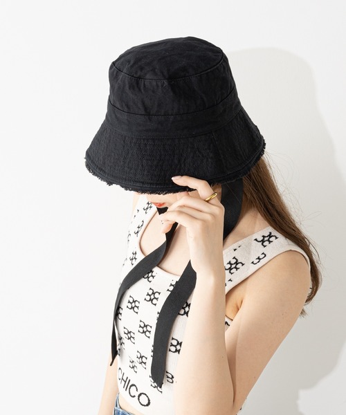 Chico(チコ)の「ヒモ付きバケットハット(ハット・レディース・ブラック/ライトベージュ・FREE)」の8枚目の写真