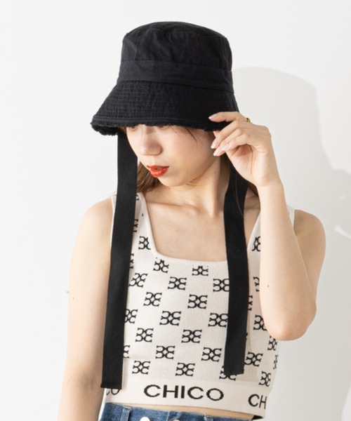 Chico(チコ)の「ヒモ付きバケットハット(ハット・レディース・ブラック/ライトベージュ・FREE)」の7枚目の写真