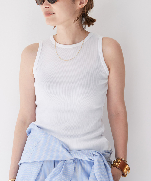 Deuxieme Classe(ドゥーズィエムクラス)の「*Loosey リブタンクトップ(タンクトップ・レディース・ブラック/ホワイト/ネイビー・FREE)」の2枚目の写真