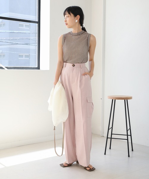 Bab（バブ）の「ストライプニットタンクトップ（タンクトップ・レディース・オレンジ/ブラウン/グリーン/ブラック・FREE）」の10枚目の写真