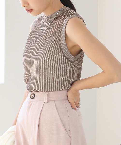 Bab（バブ）の「ストライプニットタンクトップ（タンクトップ・レディース・オレンジ/ブラウン/グリーン/ブラック・FREE）」の11枚目の写真