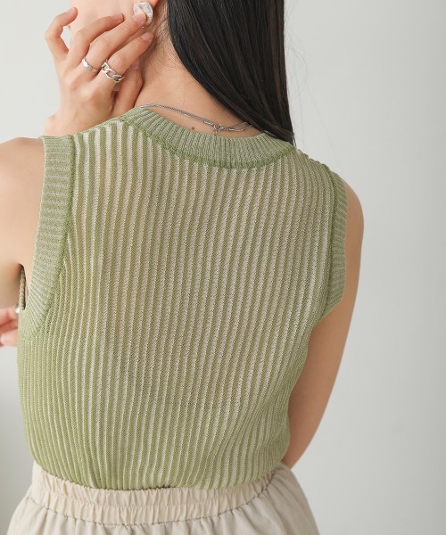 Bab（バブ）の「ストライプニットタンクトップ（タンクトップ・レディース・オレンジ/ブラウン/グリーン/ブラック・FREE）」の16枚目の写真