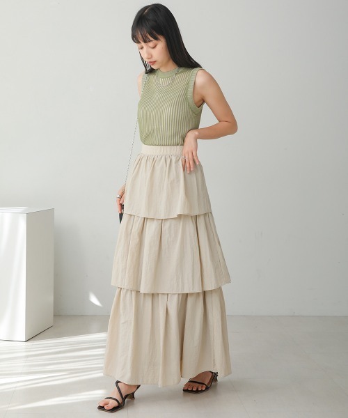 Bab（バブ）の「ストライプニットタンクトップ（タンクトップ・レディース・オレンジ/ブラウン/グリーン/ブラック・FREE）」の18枚目の写真