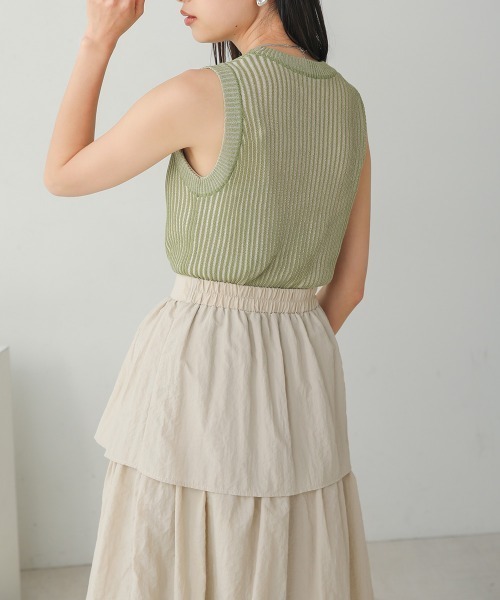 Bab（バブ）の「ストライプニットタンクトップ（タンクトップ・レディース・オレンジ/ブラウン/グリーン/ブラック・FREE）」の19枚目の写真