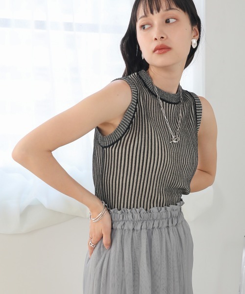 Bab（バブ）の「ストライプニットタンクトップ（タンクトップ・レディース・オレンジ/ブラウン/グリーン/ブラック・FREE）」の22枚目の写真