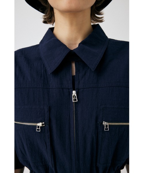 moussy ZIP UP ワンピース ネイビー MOUSSY（マウジー）の「ZIP UP MINI ワンピース（ワンピース