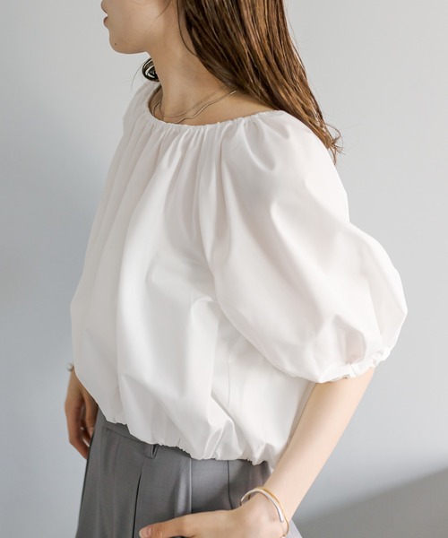 mystic（ミスティック）の「バックシャンバルーンブラウス（シャツ/ブラウス・レディース・オフホワイト/ブルー/ブラック/ピンク/ネイビー・FREE）」の10枚目の写真