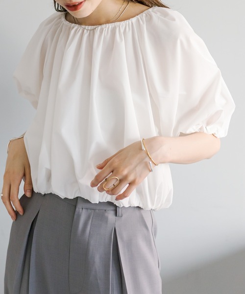 mystic（ミスティック）の「バックシャンバルーンブラウス（シャツ/ブラウス・レディース・オフホワイト/ブルー/ブラック/ピンク/ネイビー・FREE）」の11枚目の写真