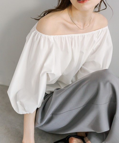 mystic（ミスティック）の「バックシャンバルーンブラウス（シャツ/ブラウス・レディース・オフホワイト/ブルー/ブラック/ピンク/ネイビー・FREE）」の8枚目の写真