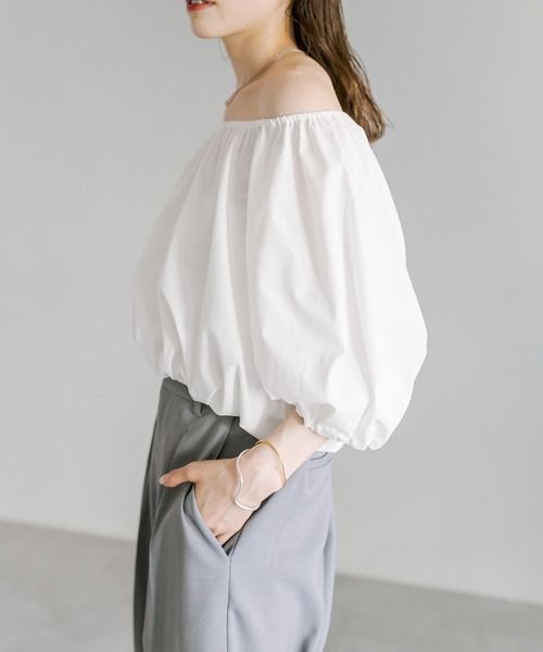 mystic（ミスティック）の「バックシャンバルーンブラウス（シャツ/ブラウス・レディース・オフホワイト/ブルー/ブラック/ピンク/ネイビー・FREE）」の12枚目の写真