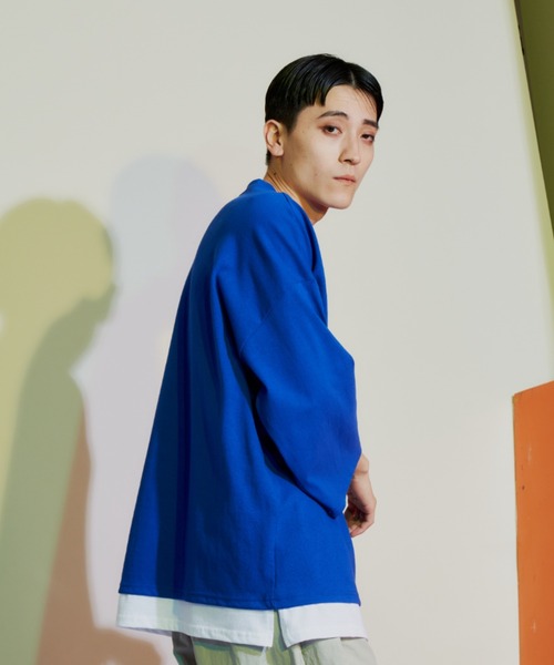D.TT.K（ディティーティーケー）の「【ユニセックスアイテム】LAYERED T-SHIRTS ルーズフィット レイヤード Tシャツ（シャツ/ブラウス・メンズ・クリーム/ブルー/ライトブルー/ブラック・FREE）」の4枚目の写真