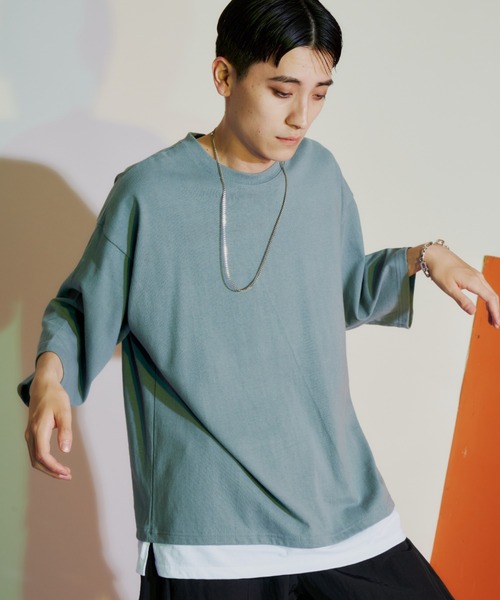 D.TT.K（ディティーティーケー）の「【ユニセックスアイテム】LAYERED T-SHIRTS ルーズフィット レイヤード Tシャツ（シャツ/ブラウス・メンズ・クリーム/ブルー/ライトブルー/ブラック・FREE）」の3枚目の写真