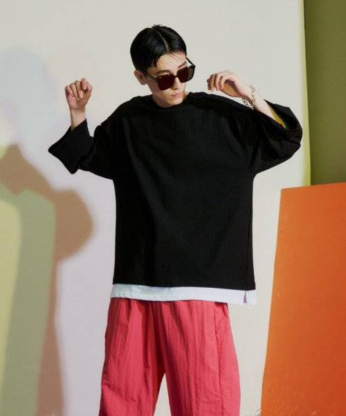 D.TT.K（ディティーティーケー）の「【ユニセックスアイテム】LAYERED T-SHIRTS ルーズフィット レイヤード Tシャツ（シャツ/ブラウス・メンズ・クリーム/ブルー/ライトブルー/ブラック・FREE）」の2枚目の写真