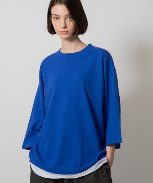 D.TT.K（ディティーティーケー）の「【ユニセックスアイテム】LAYERED T-SHIRTS ルーズフィット レイヤード Tシャツ（シャツ/ブラウス・メンズ・クリーム/ブルー/ライトブルー/ブラック・FREE）」の8枚目の写真