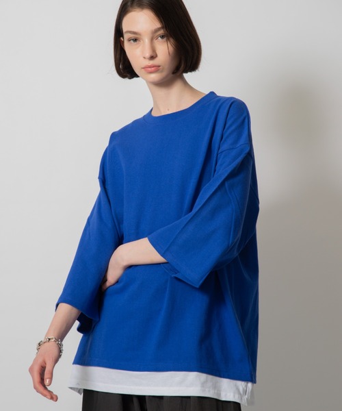 D.TT.K（ディティーティーケー）の「【ユニセックスアイテム】LAYERED T-SHIRTS ルーズフィット レイヤード Tシャツ（シャツ/ブラウス・メンズ・クリーム/ブルー/ライトブルー/ブラック・FREE）」の9枚目の写真