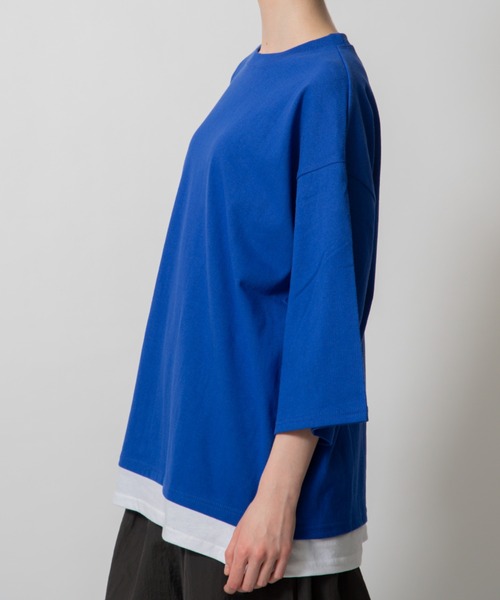 D.TT.K（ディティーティーケー）の「【ユニセックスアイテム】LAYERED T-SHIRTS ルーズフィット レイヤード Tシャツ（シャツ/ブラウス・メンズ・クリーム/ブルー/ライトブルー/ブラック・FREE）」の10枚目の写真