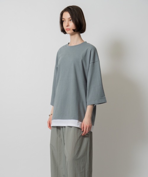 D.TT.K（ディティーティーケー）の「【ユニセックスアイテム】LAYERED T-SHIRTS ルーズフィット レイヤード Tシャツ（シャツ/ブラウス・メンズ・クリーム/ブルー/ライトブルー/ブラック・FREE）」の13枚目の写真